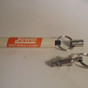 VINTAGE Jewel Key Ring & A Flashlight "1992 Safety Leader" 6" 2 Parts